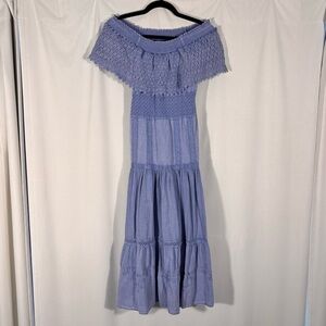 Giocam Off-The-Shoulder Periwinke Cotton Midi Dress